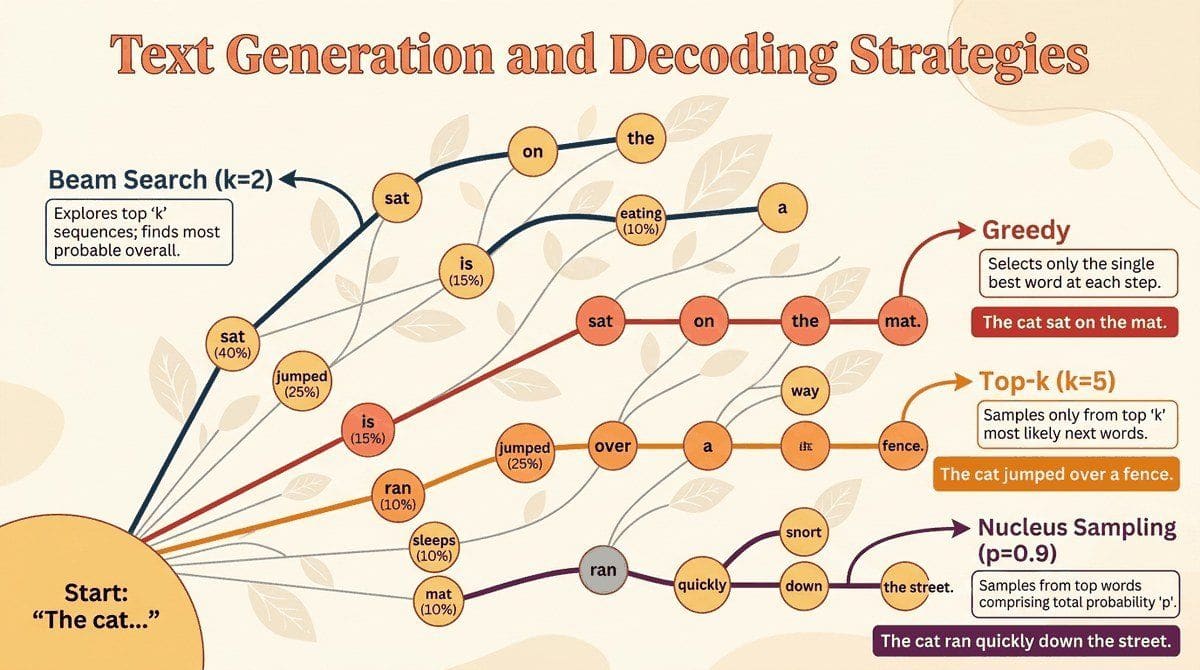 Chapter opener illustration: Decoding Strategies & Text Generation.