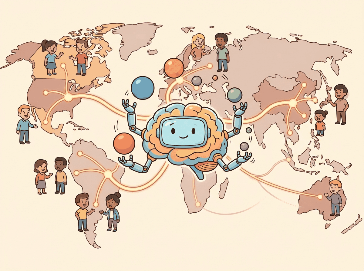 A globe surrounded by text in many languages illustrating multilingual language models