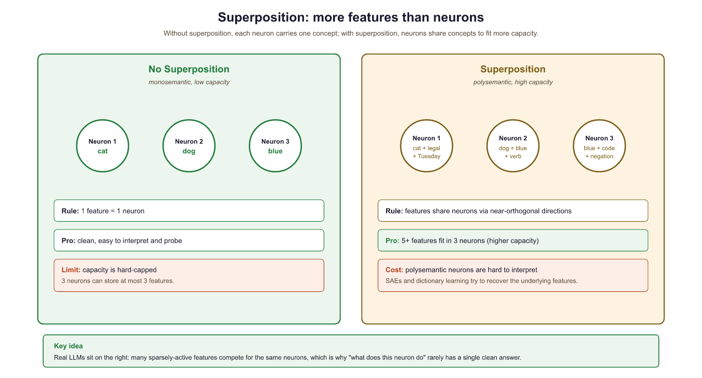 Figure 10.2.4: Without superposition, each neuron represents one feature (cle...