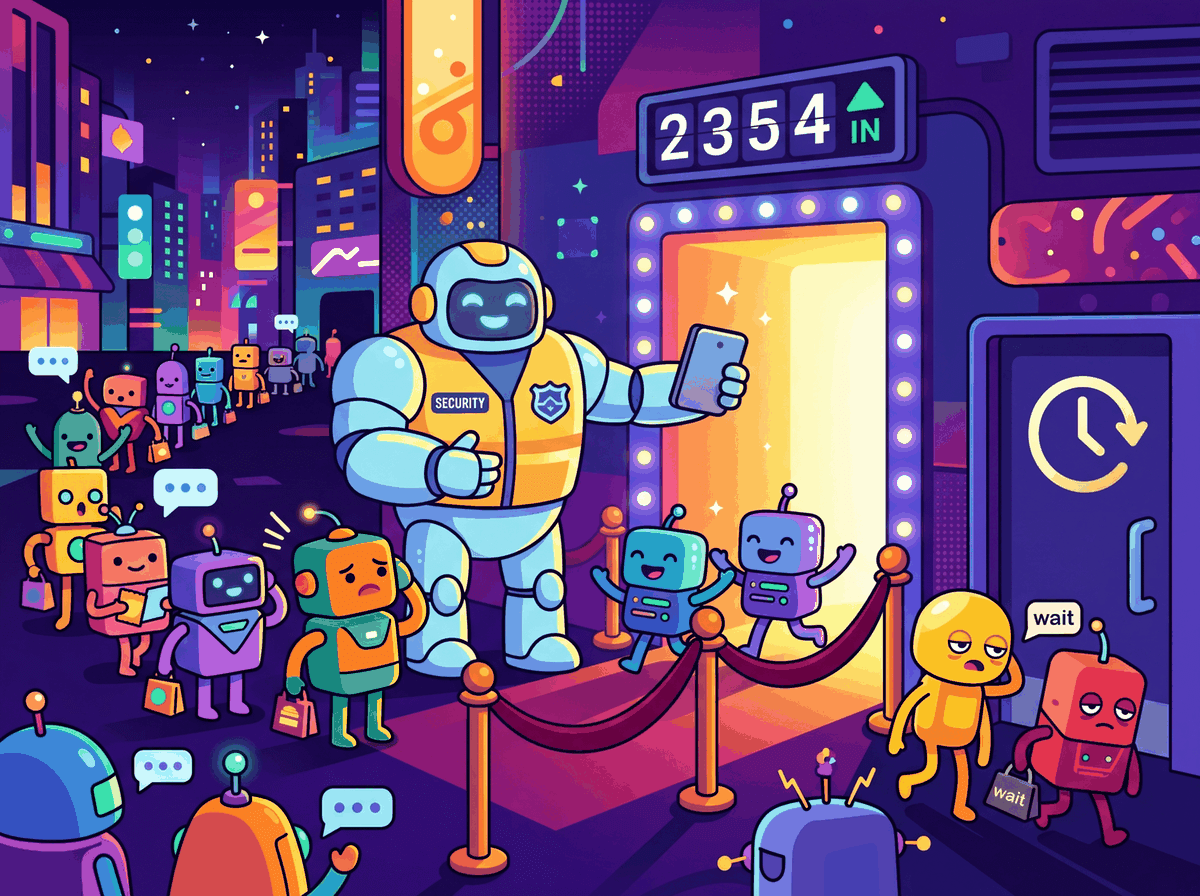 A nightclub bouncer controlling the flow of API requests, only letting a certain number through per minute
