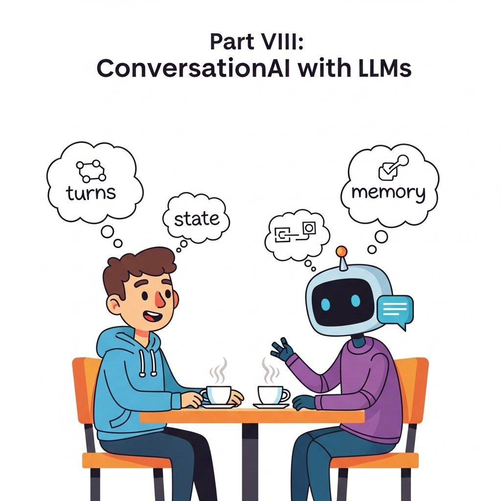 Part opener illustration: Part VIII: Conversational AI with LLMs.
